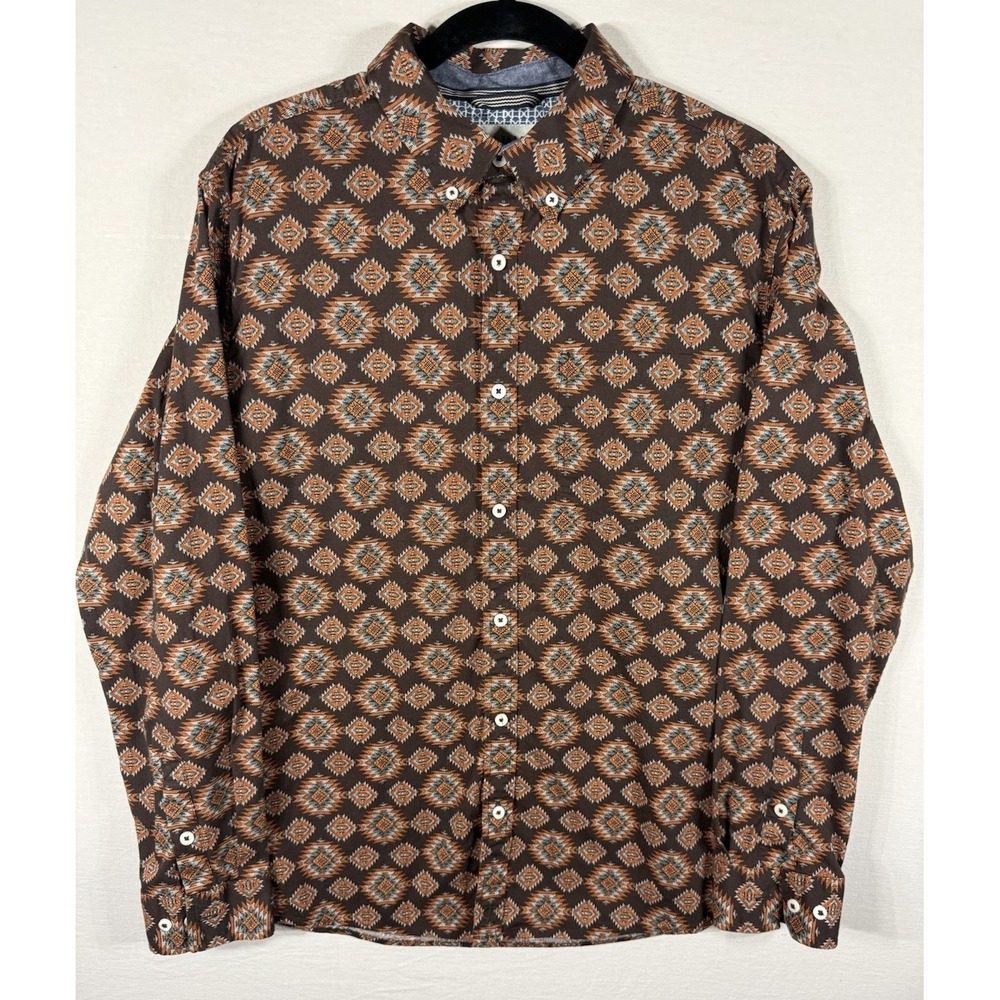 Cody James Button Down Long Sleeve Shirt Aztec Western Print Size Large